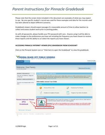 Pinnacle / Instructions for Parents to use Pinnacle.